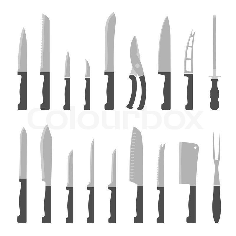 800x800 Different Types Of Kitchen Knives. Vectors Set Stock Vector