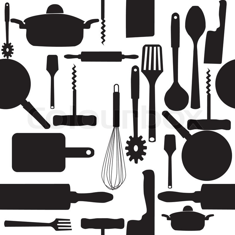 800x800 Vector Seamless Pattern Of Kitchen Tools Stock Vector Colourbox