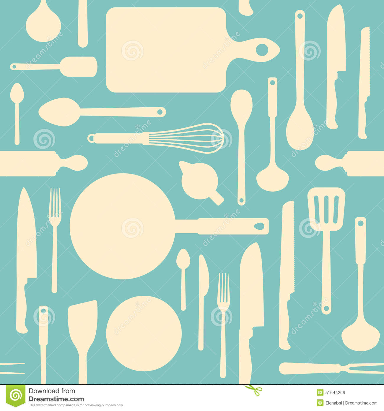 1300x1390 Vintage Kitchen Tools Pattern Stock Vector Illustration Of Food