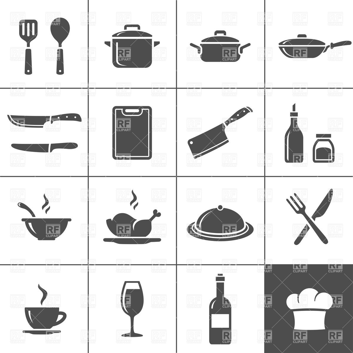 1200x1200 Restaurant, Kitchen And Cooking Icons Vector Image Vector