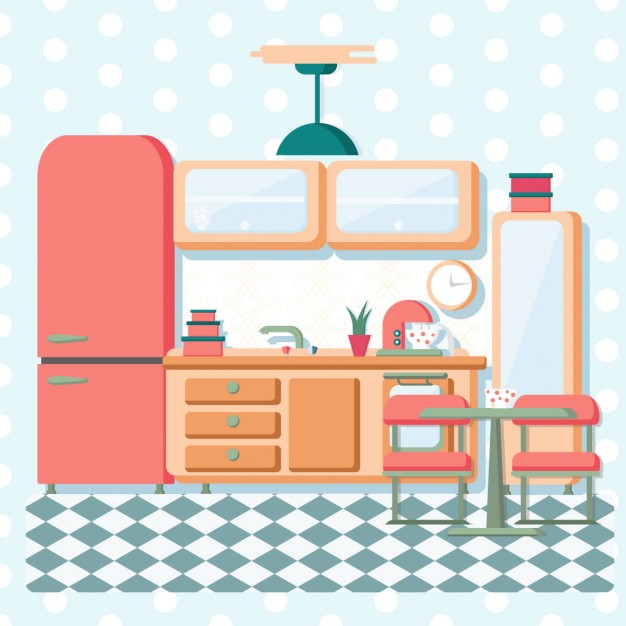 626x626 Flat Vintage Kitchen Vector Free Download
