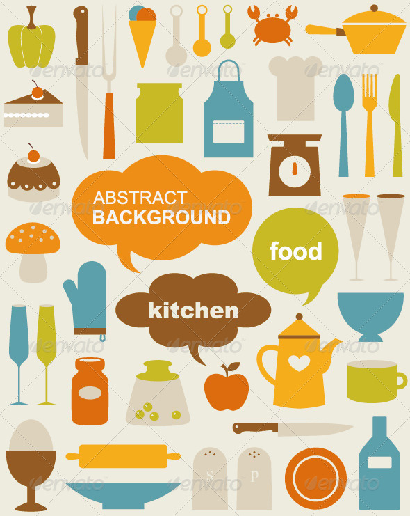 590x741 Vector Kitchen Icons By Littlemango Graphicriver
