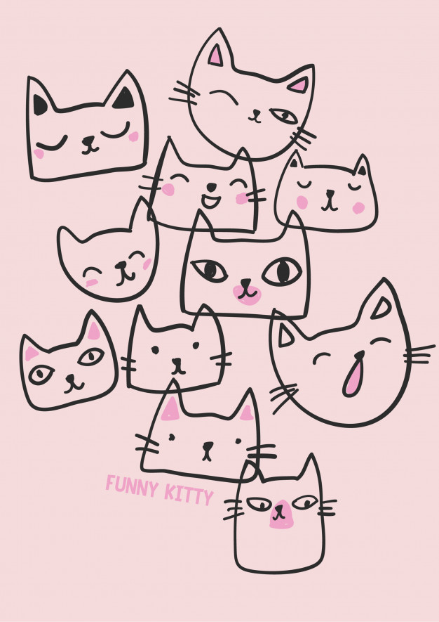 626x885 Hand Drawn Kitty Vector For T Shirt Printing Vector Premium Download