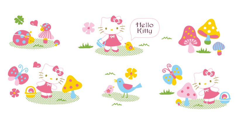 810x413 Cartoon Hello Kitty Mushrooms Vector Free Vector Graphic Download