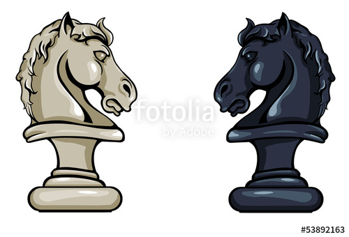 500x340 Vector Chess Knight Black And White Variation Stock Image And