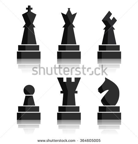 450x470 Black Chess Icons Set. Chess Board Figures. Vector Illustration