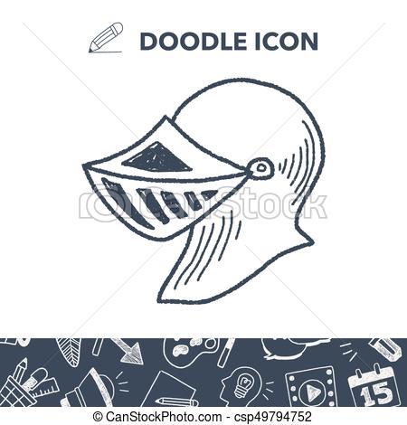 450x470 Knight Helmet Doodle Clipart Vector