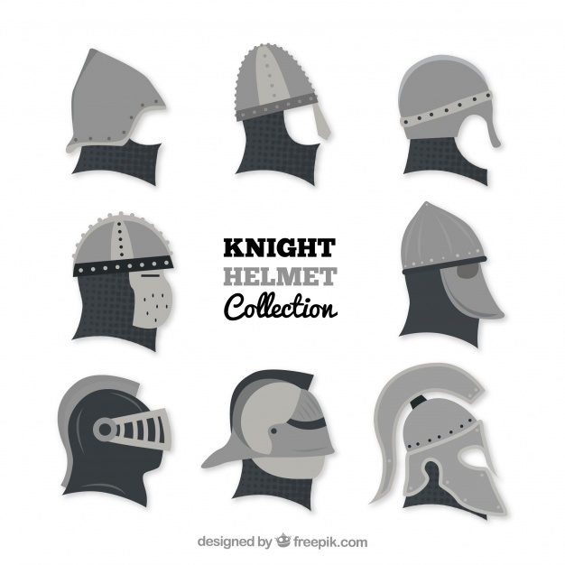626x626 Flat Knight Helmet Collection Vector Free Download