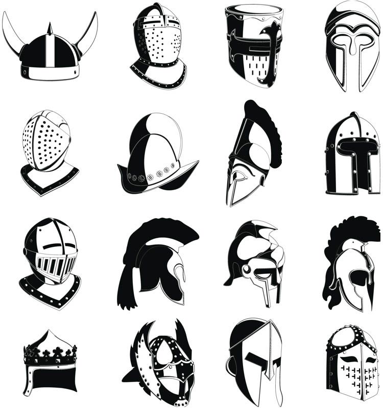 750x800 Set Of 16 Vector Ancient Helmet Illustrations And Templates For