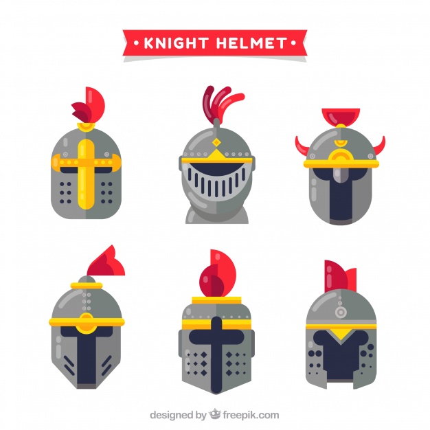 626x626 Set Of Six Knight Helmets In Flat Design Vector Free Download
