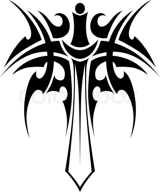 666x800 Tribal Tattoo With Knight Sword Isolated On White Background For