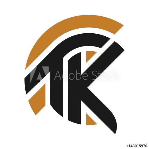 500x500 Letter Logo Vector. T And K Logo. Helmet Of Knight Logo.