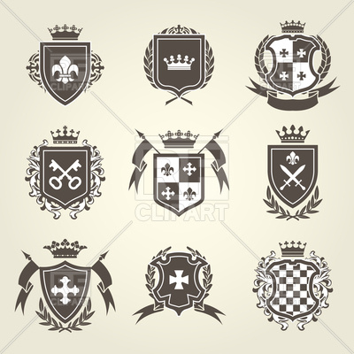 400x400 Knight Shields And Royal Coat Of Arms Set Vector Image Vector