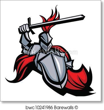 362x382 Art Print Of Medieval Knight With Sword And Shield Vector Mascot