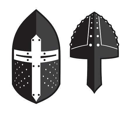 448x386 Iron Helmets Of The Medieval Knight Vector Icon Premium Clipart