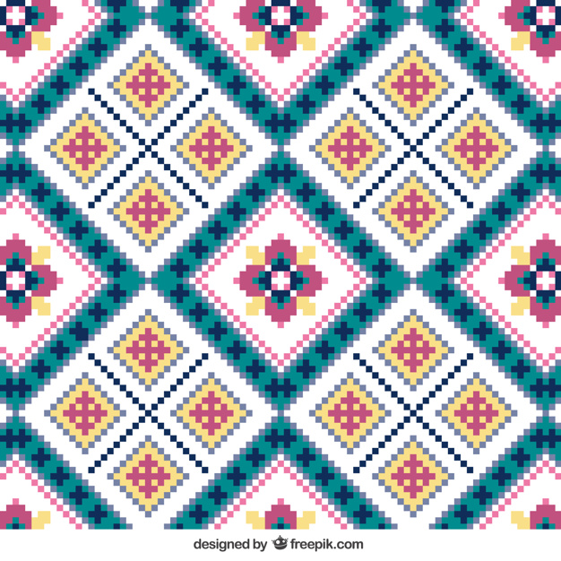 626x626 Knitting Pattern With Flowers Vector Free Download