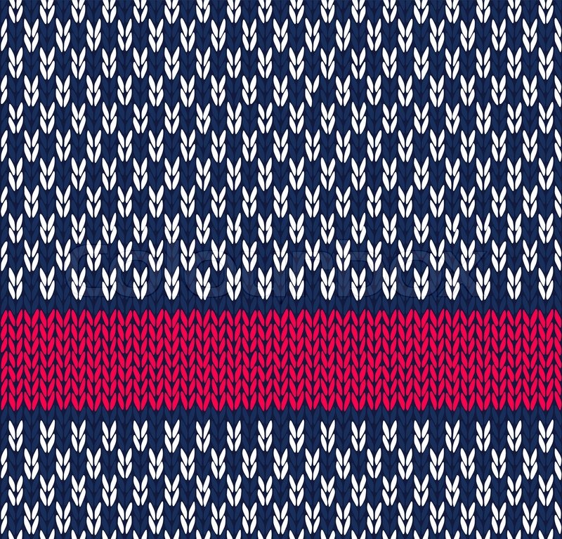 800x767 Style Seamless Marine Blue White Red Color Knitted Vector Pattern