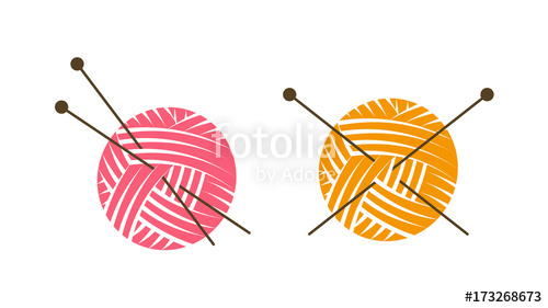 500x281 Knit Logo Or Label. Ball Of Yarn With Knitting Needles. Vector