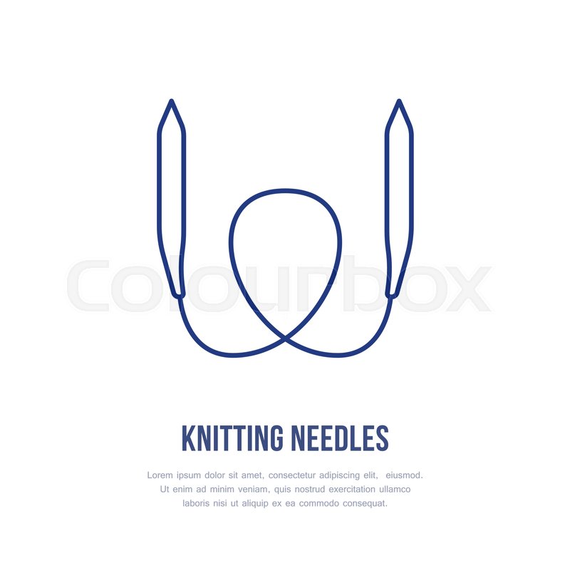 800x800 Knit Shop Line Logo. Yarn Store Flat Sign, Illustration Of
