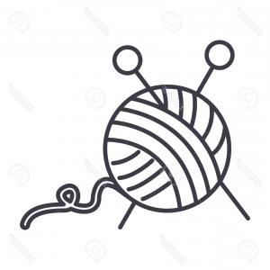 300x300 Photostock Vector Sewing Ball Of Yarn Knitting Needles Vector Line