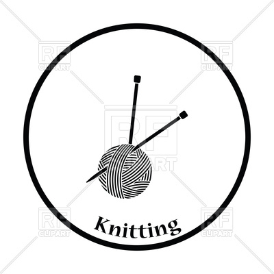 400x400 Thin Circle Design Of Yarn Ball With Knitting Needles Vector Image