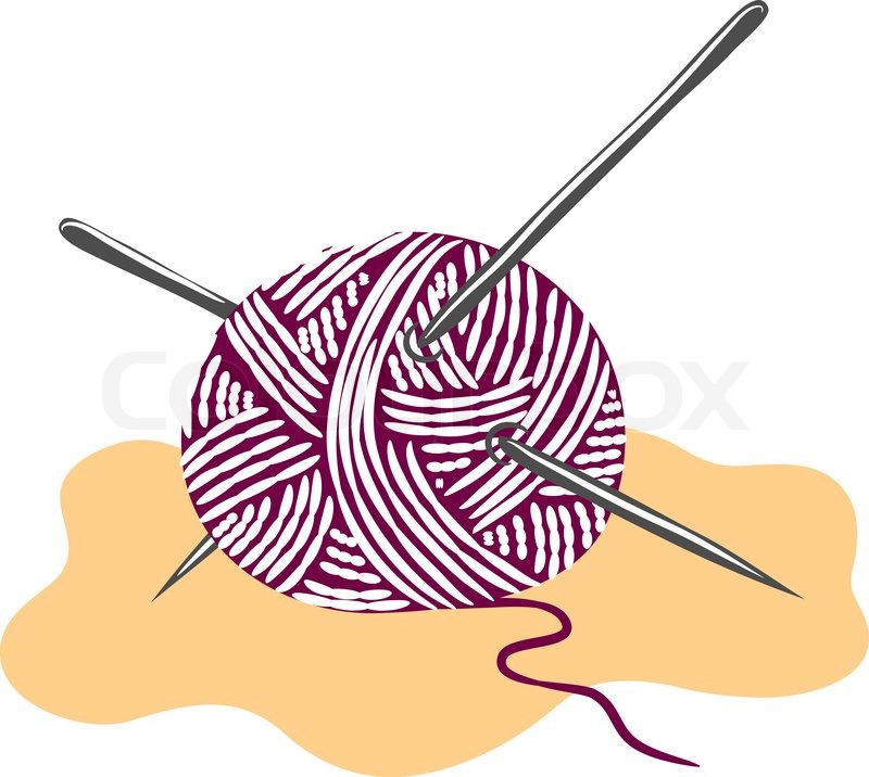 800x716 Ball Of Yarn With Knitting Needles Stock Vector Colourbox