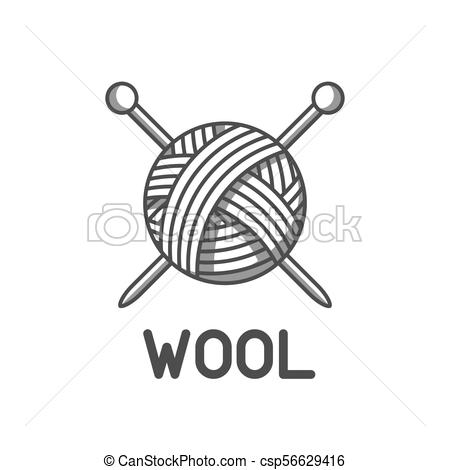 450x470 Wool Emblem With With Ball Of Yarn And Knitting Needles. Label For