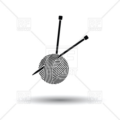 400x400 Yarn Ball With Knitting Needles Icon Vector Image Vector Artwork