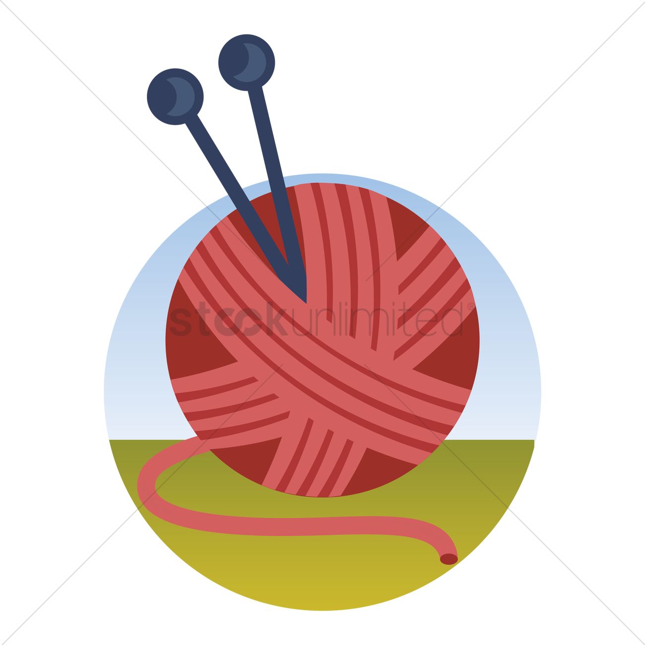 1300x1300 Yarn With Knitting Needles Vector Image