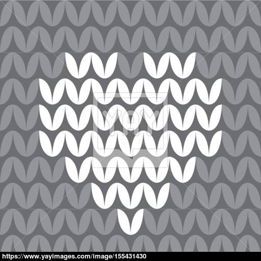 512x512 Tile Knitting Vector Pattern With White Heart On Dark Grey