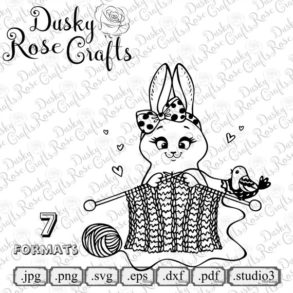 570x570 Bunny Knitting Vector .svg .eps .dxf .png .jpg .pdf .studio3 Etsy