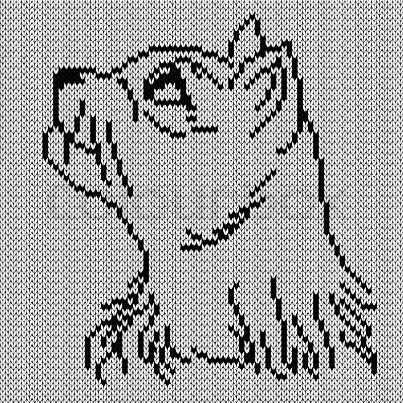 800x800 Contour Of An Interested Black Cat Looks Up, Knitting Vector