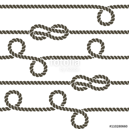 500x500 Navy Rope With Marine Knots Vector Seamless Pattern. Rope