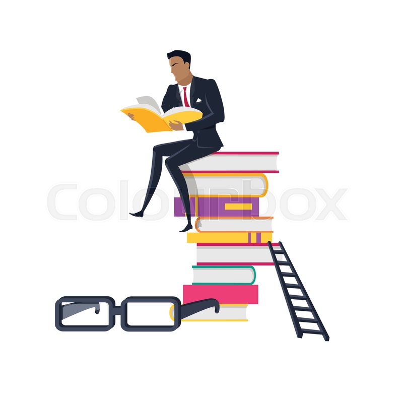 800x800 Getting On Top Of Knowledge Vector Concept. Flat Design. Man
