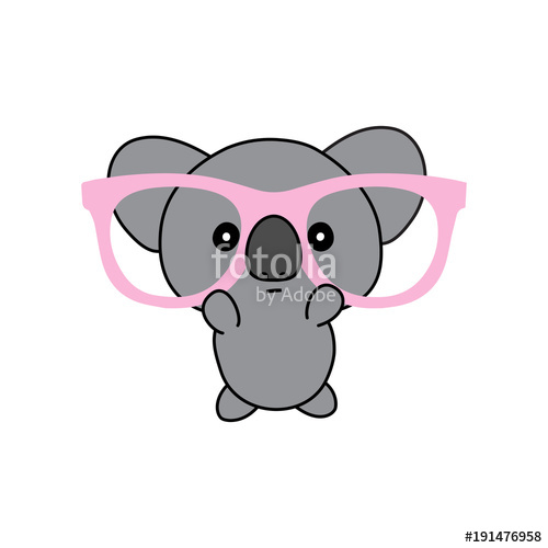 500x500 Koala Vector Illustration, Geek Animal Kawaii Stock Image And