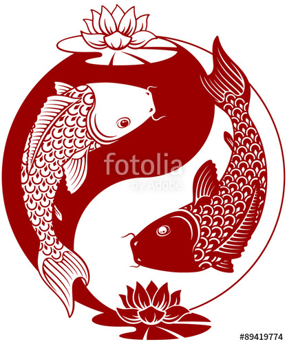 417x500 Yin Yang Koi Fish Vector Illustration. Stock Image And Royalty