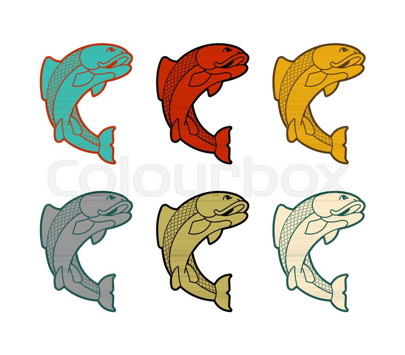 800x701 Carp Japan Fish Set. Folk Asian Koi Vector Illustration Stock