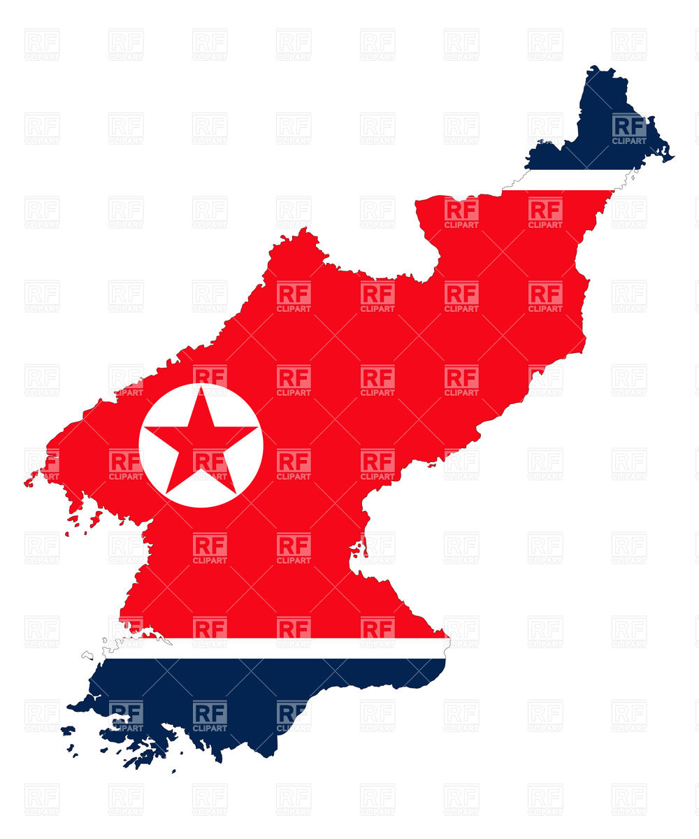1000x1200 North Korea Flag And Map Outline Vector Image Vector Artwork Of