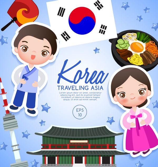 600x632 Korea Travel Cartoon Template Vector Free Download