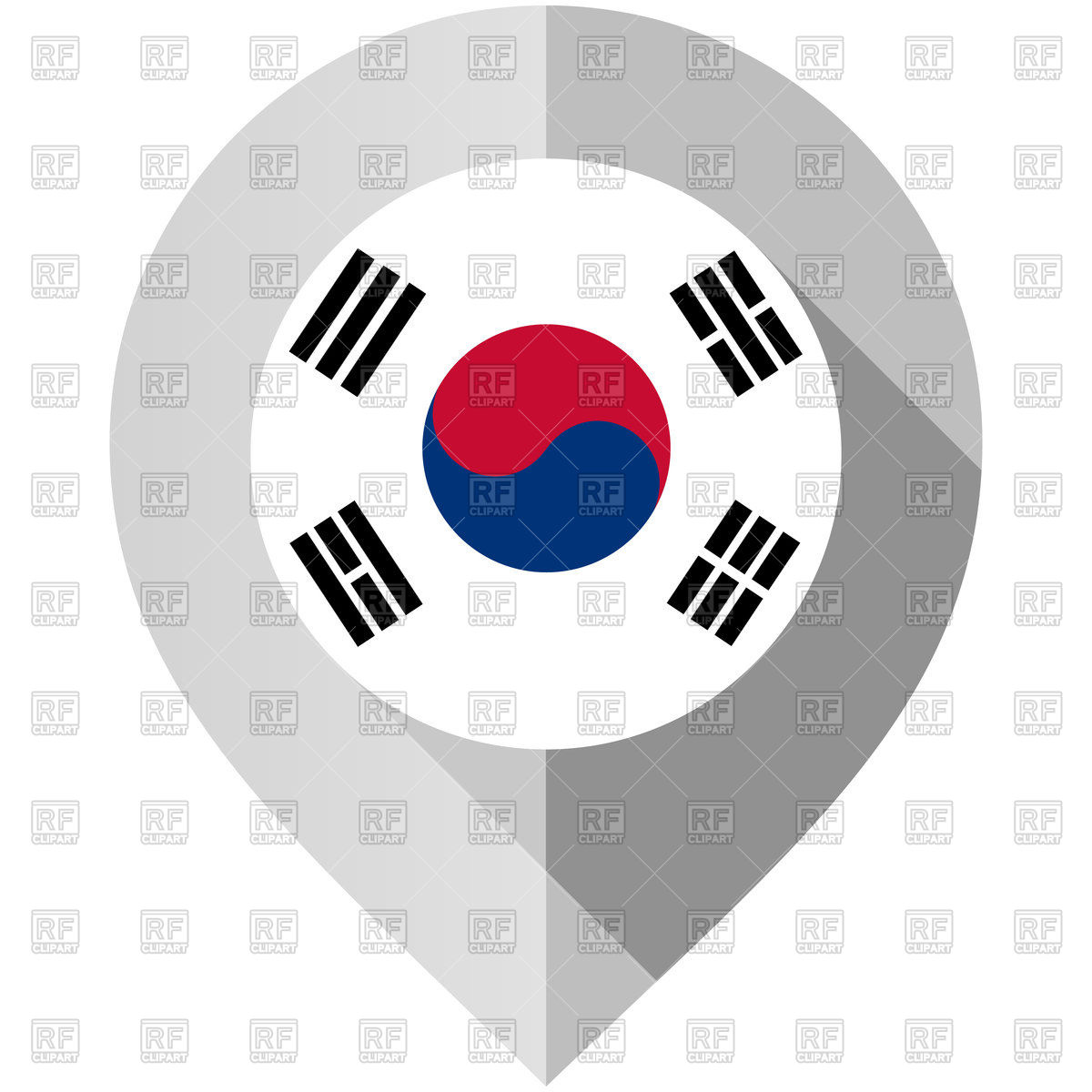 1200x1200 Map Marker With Flag South Korea Vector Image Vector Artwork Of