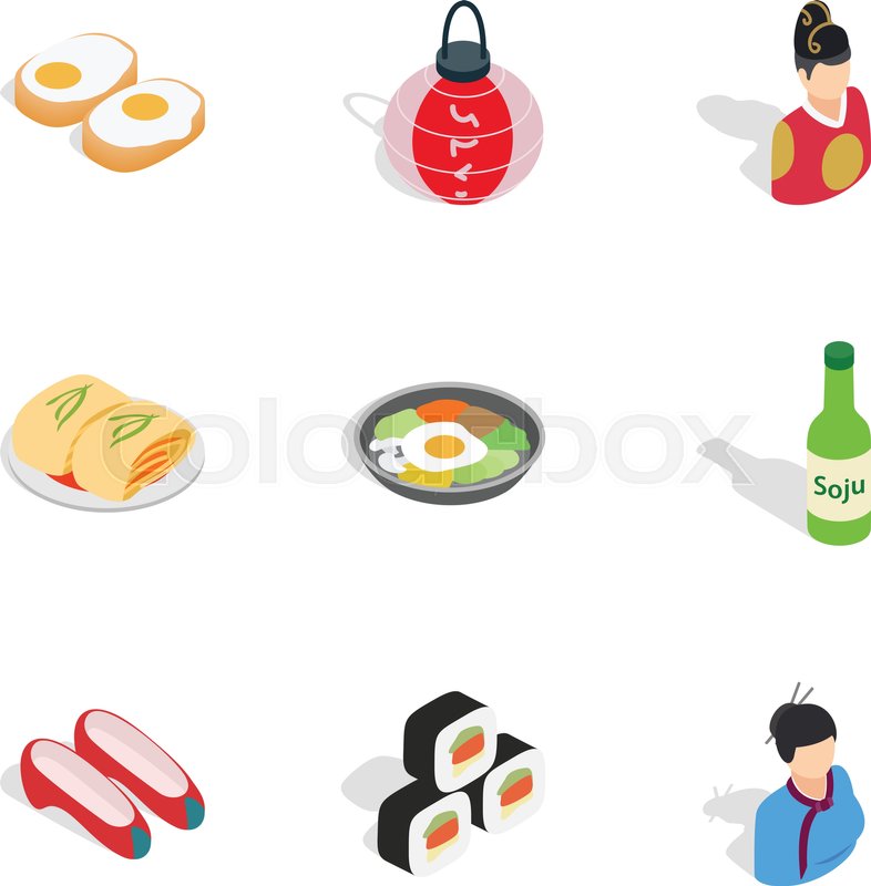 786x800 South Korea Icons Set. Isometric 3d Illustration Of 9 South Korea