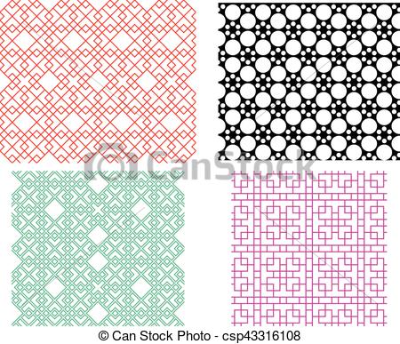 450x387 Seamless Geometric Line Pattern In Korean Style, Vector.