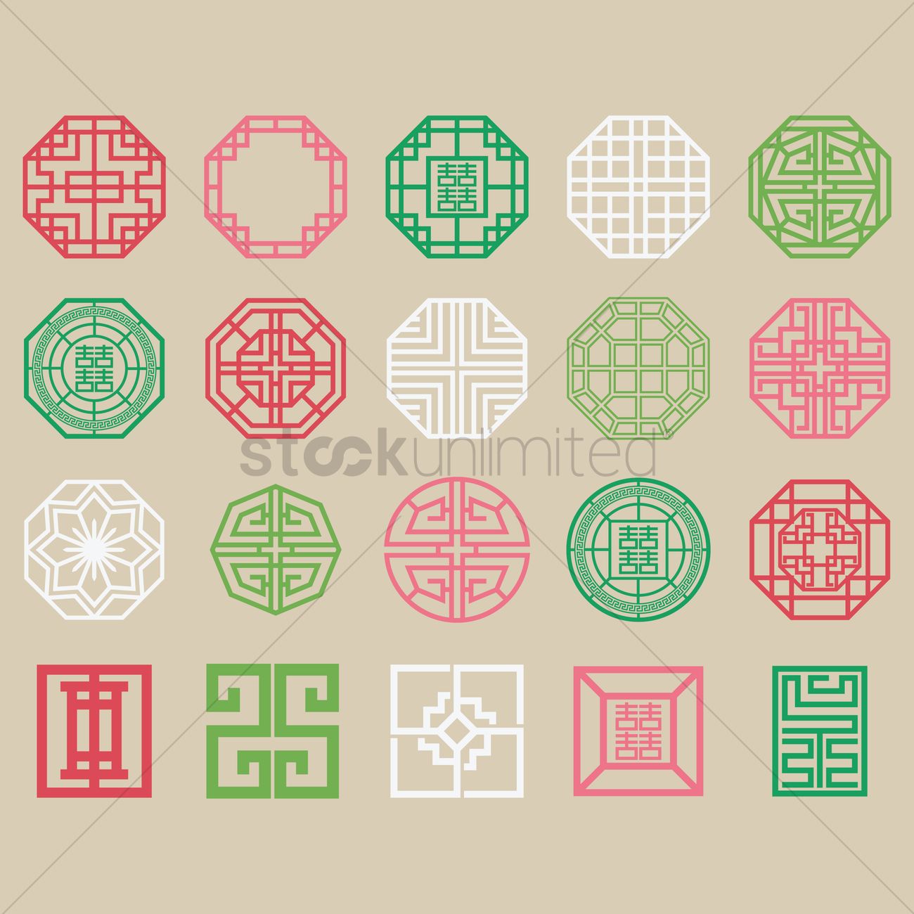1300x1300 Set Of Traditional Korean Patterns Vector Image