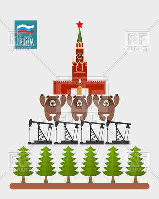 320x400 Structure Of Russia. Moscow Kremlin On Three Bears. Bears Stand On