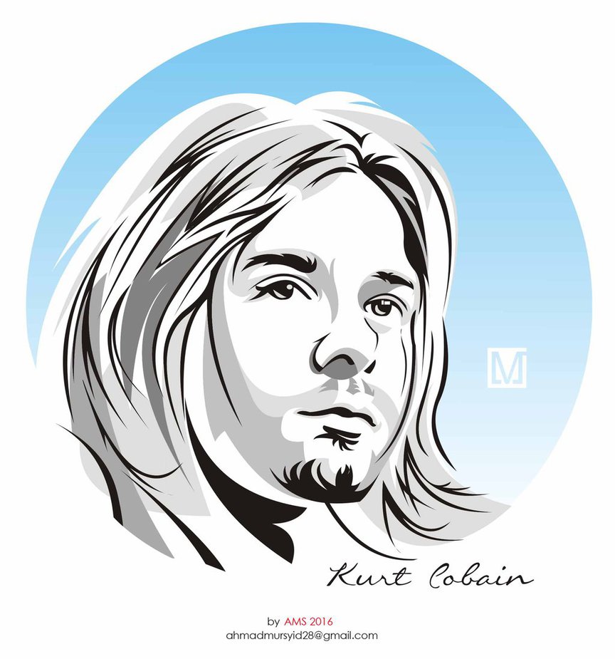 864x925 Kurt Cobain Vector Line Art By Mursyidinejad
