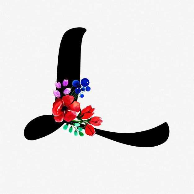 626x626 Letter L Watercolor Floral Background Vector Premium Download