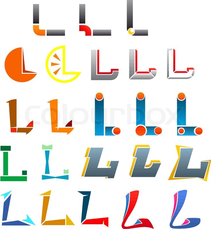 736x800 Set Of Alphabet Symbols And Elements Of Letter L Stock Vector
