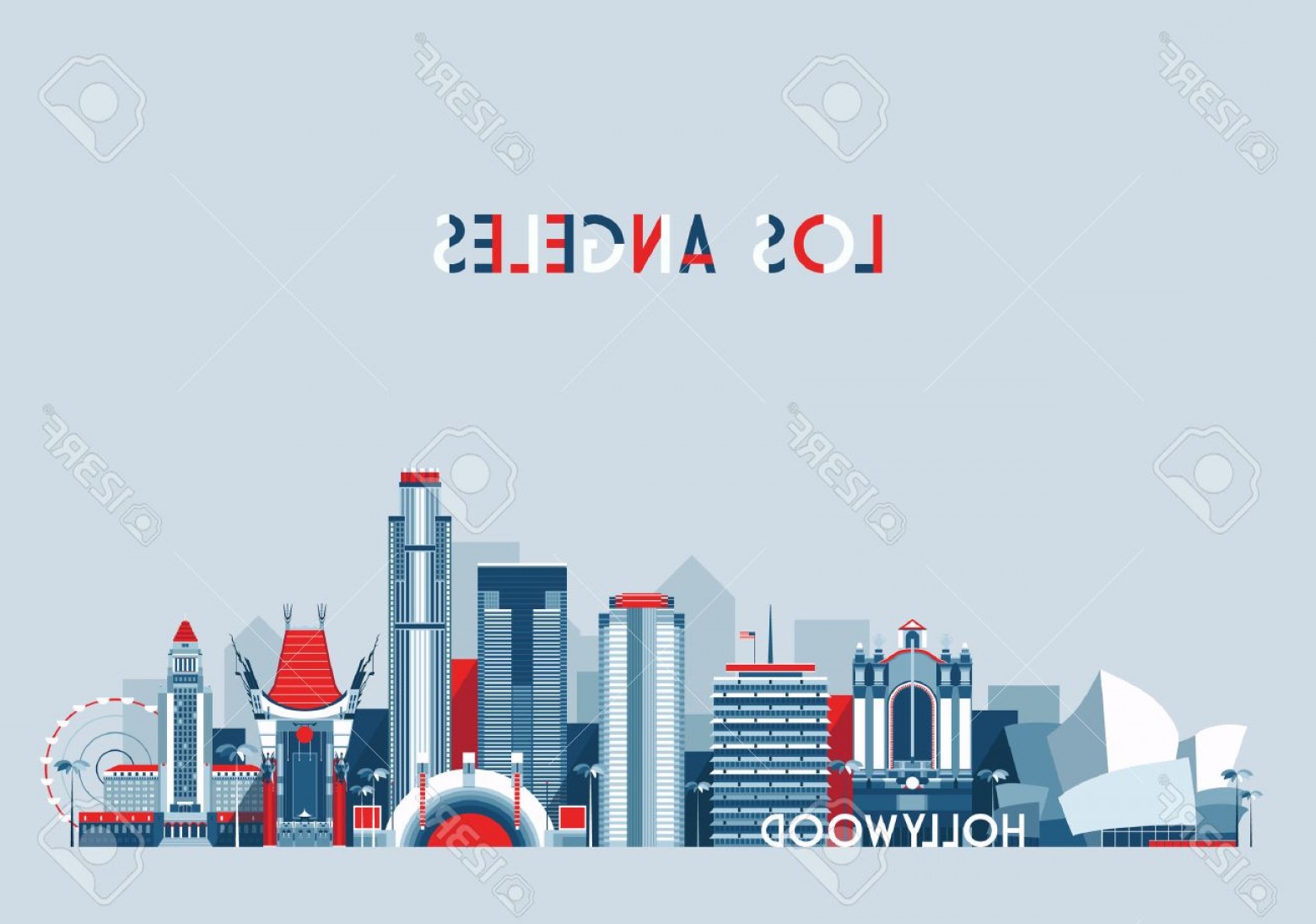1560x1095 Photostock Vector Los Angeles United States City Skyline Vector
