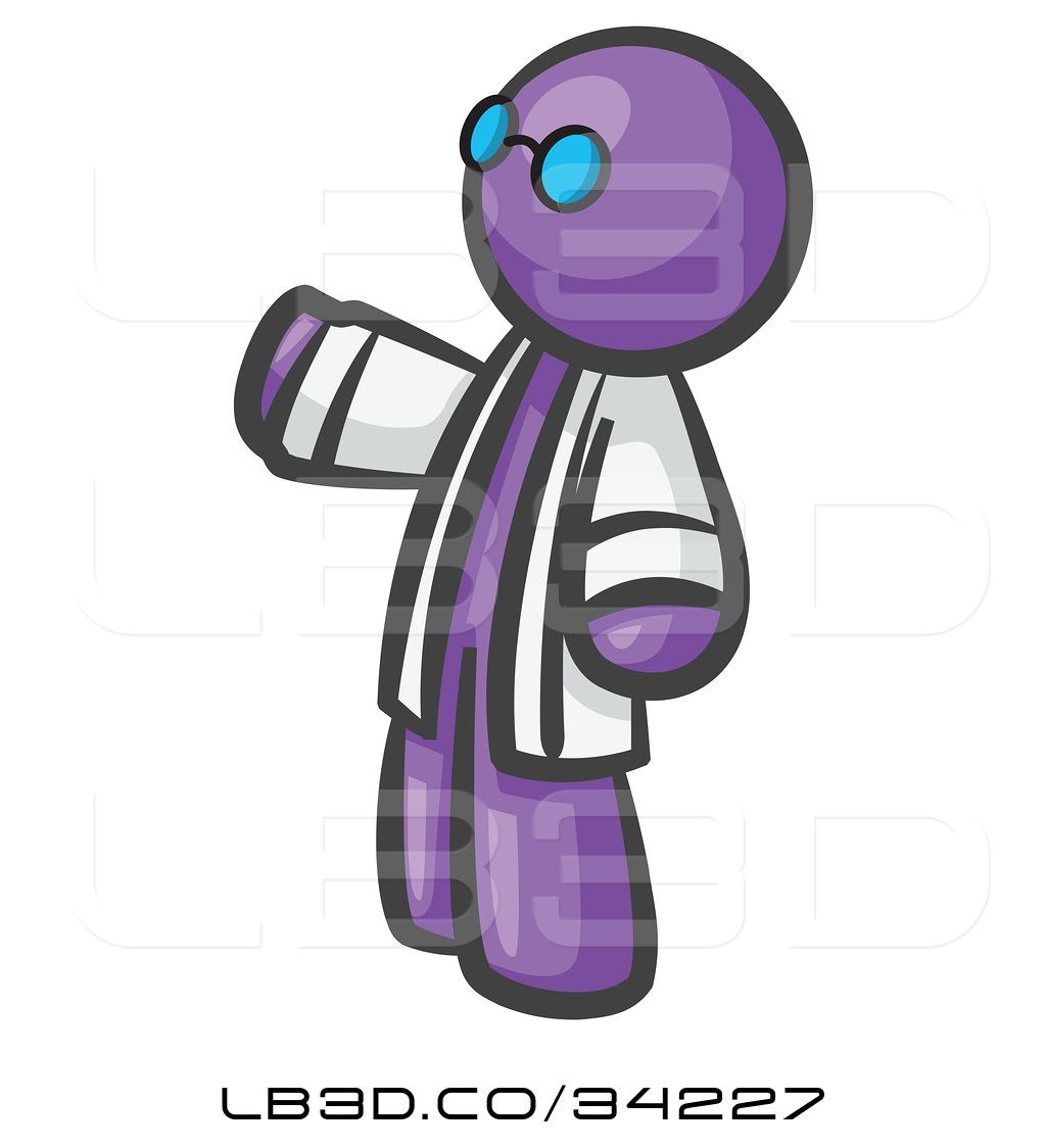 1024x1124 Vector Illustration Of Purple Guy Scientist Wearing Blue Glasses
