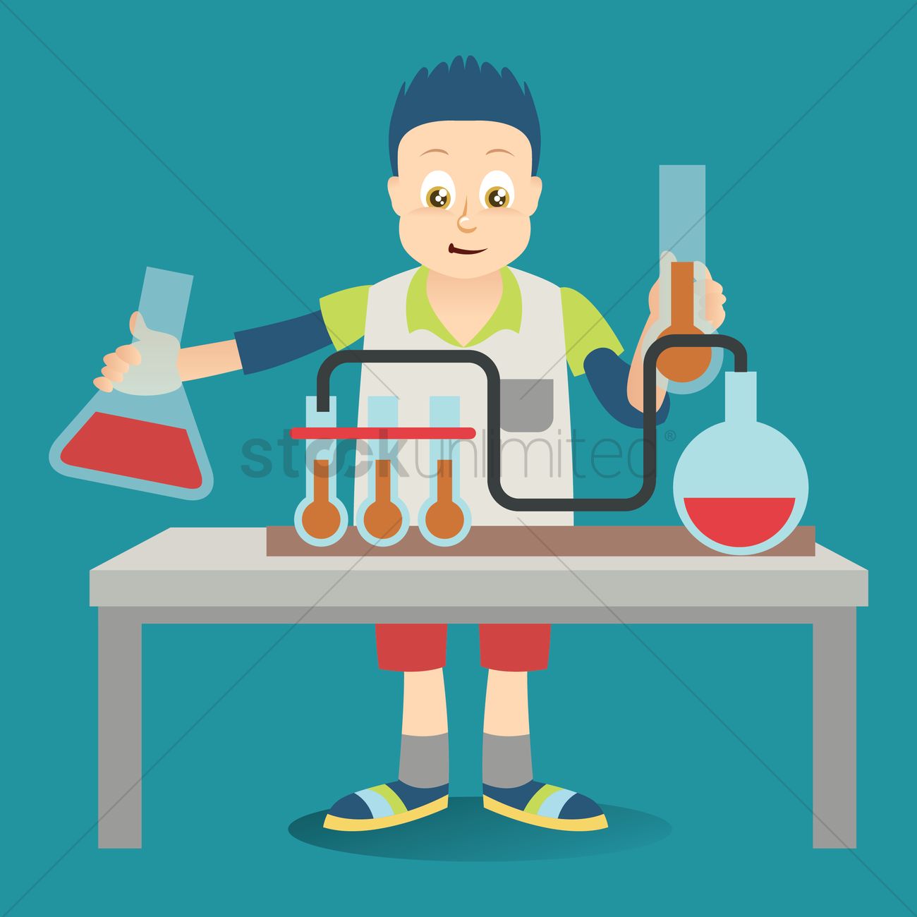 1300x1300 Student In Chemistry Lab Vector Image